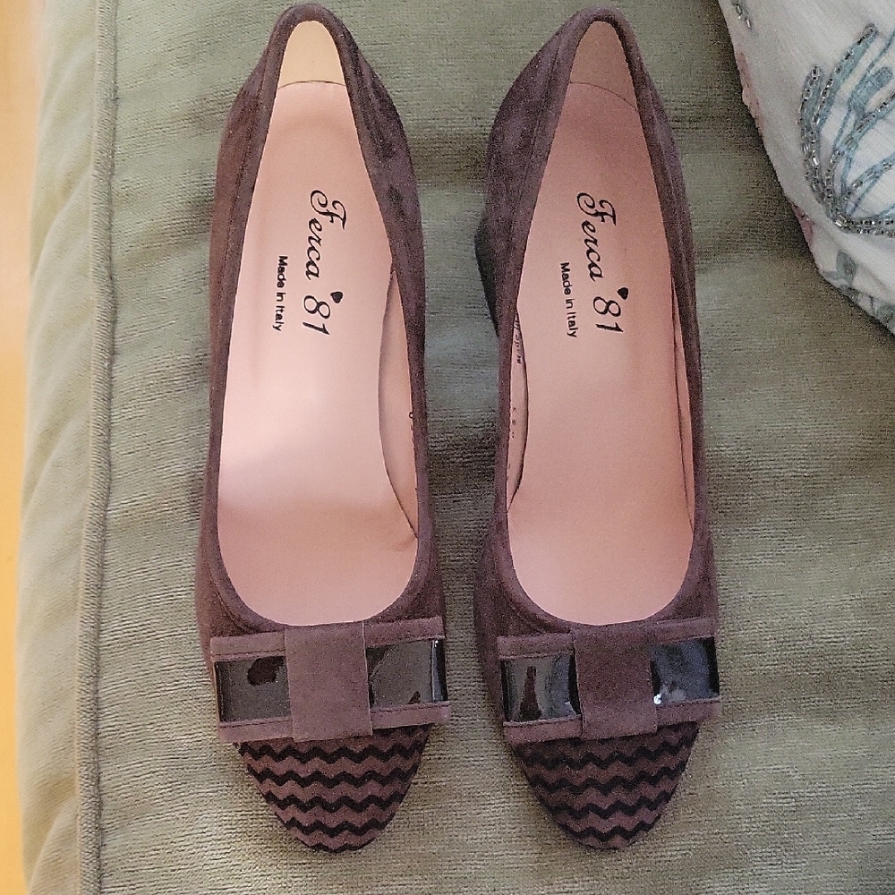 FERCA 81 Italian Brown Suede Chunky Heels